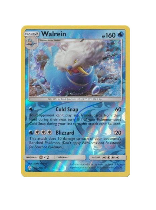 Pokemon - Walrein - 52/236 - Reverse Holo Rare -  Cosmic Eclipse  - NM/M