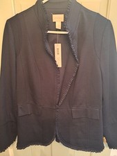 CHICO'S Black Ruffle Trim Ponte Blazer Jacket NWT Size 1