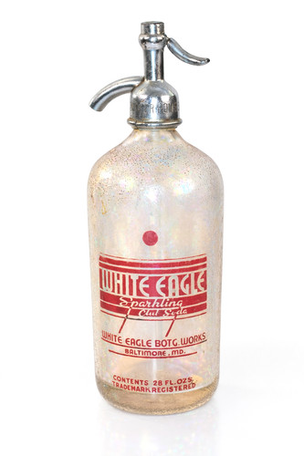 VTG Iridescent glass soda Seltzer bottle White Eagle Bottling Works of Baltimore