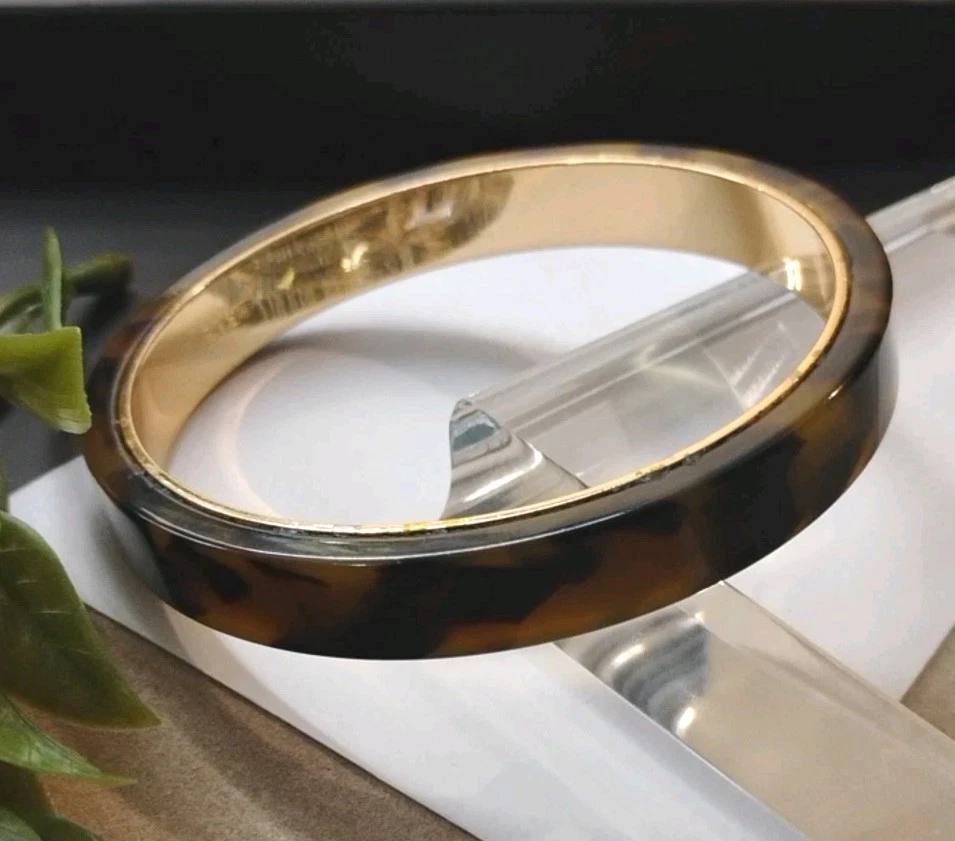 Diseñador J. ¡Brazalete firmado CREW imitación caparazón de tortuga usado tono dorado! Foto 4 de 4