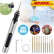 Mini Akku Handbohrer mit 10 Spiralbohrer Set Holz Modellbau PCB Schmuck Bastel