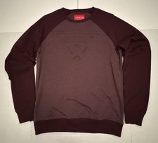 Pre Owned Good Last Photo Guess Sweatshirt Embossed Burgundy Men Size Small