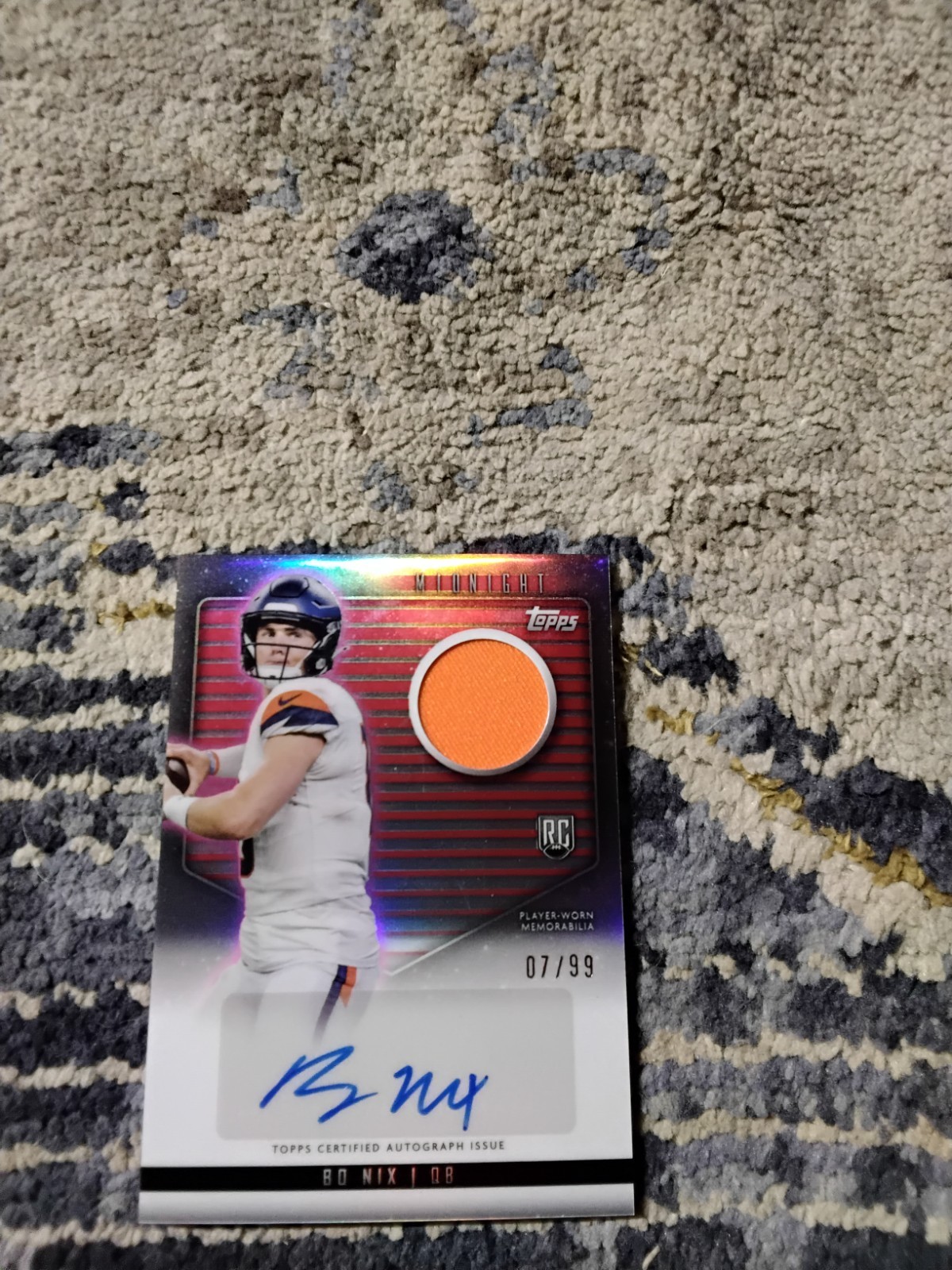 2024 Topps Midnight #RJA-BN Bo Nix Rookie Jersey Autographs Twilight #7/99