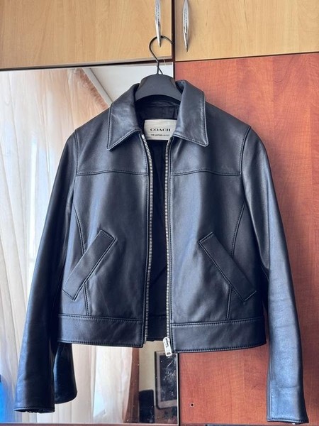 Women Coach Jacket Black Leather 34 / XS / 42