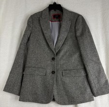 J Crew collection Blazer Herringbone Wool Sz 4 Charcoal Gray MOON British cloth