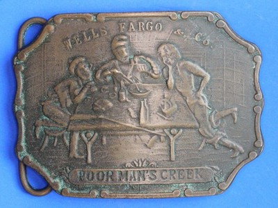 Vintage Messingschnalle, Wells Fargo Poor Man's Creek, für 2 Zoll Gürtel [29884]