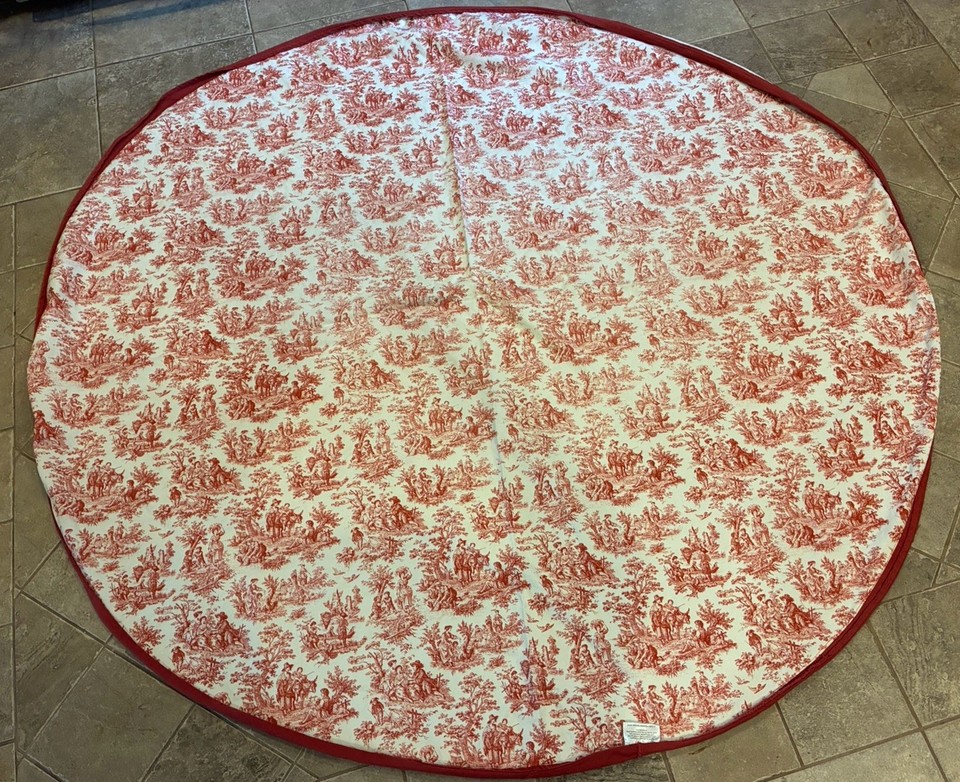 Waverly Garden Room Round Tablecloth Red Cream Toile Country Life 64 ...