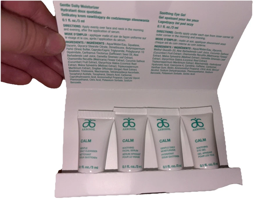 Nuevo ARBONNE CALM FOR FACE Muestras Viaje Tamaño 4 Piezas Paquete de Muestra Dic 2017 Foto 3 de 3