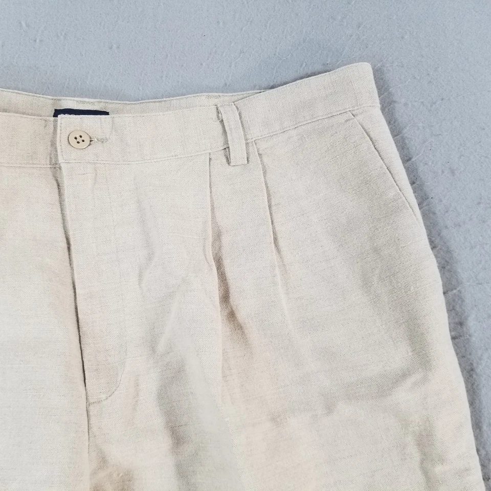 Pantalones de vestir informales plisados clásicos mezcla de lino beige 40x29 Dockers para hombre Foto 4 de 4