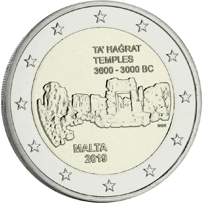 Malte 2 Euros Commémo. MALTE 2019 UNC - Temple de Ta'Hagrat