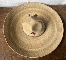 Vintage Pigalle Sombrero Palm Straw Hat Sahuayo Mexico Southwest Decor Authentic