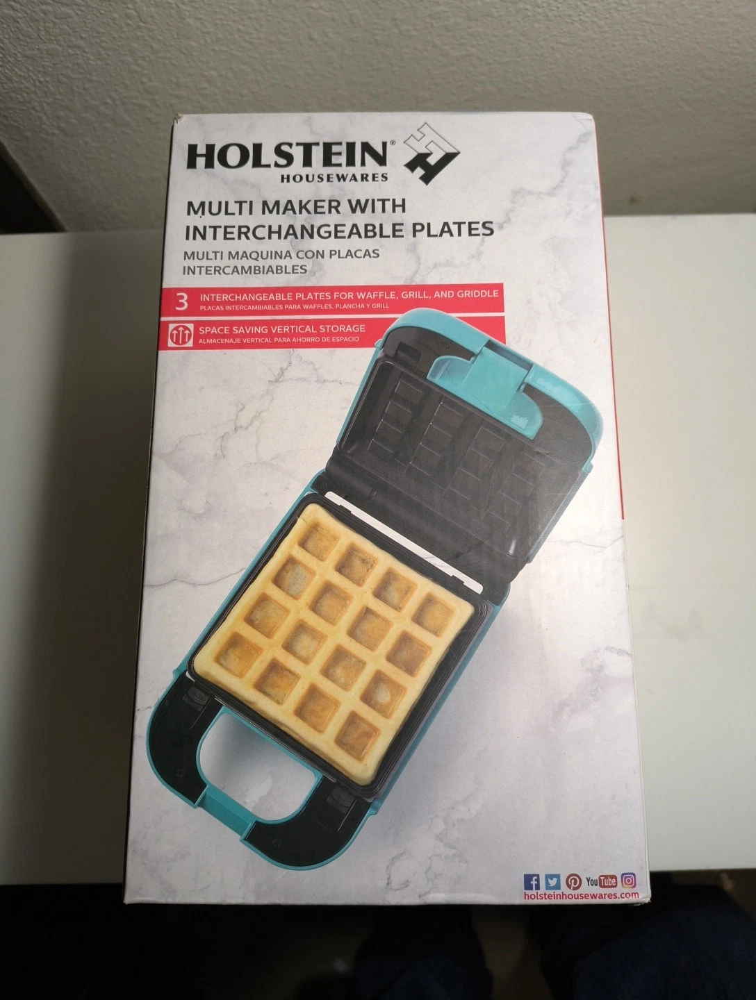 Holstein Combination Waffle & Sandwich Maker w/ 3 Removeable, Nonstick Plates