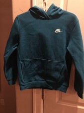 Nike Youth Boys Large Sports Hoodie Sweatshirt Teal w/White Logo EUC