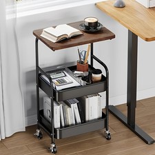 3 Tier Printer Cart Storage Shelf Office Home Rolling Computer Desk Laptop Table