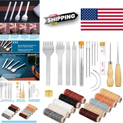 Leather Crafting Kit 35 Pieces with Stitching Needles Waxed Thread and Tools