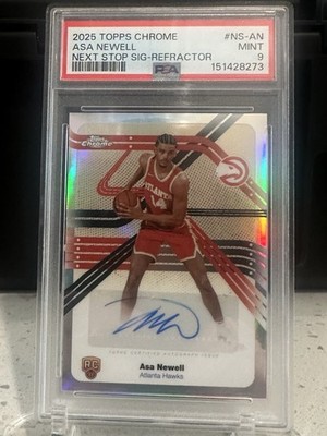 PSA 9 Topps Chrome 2025-26 Asa Newell Next Stop Signatures #NS-AN RC Auto