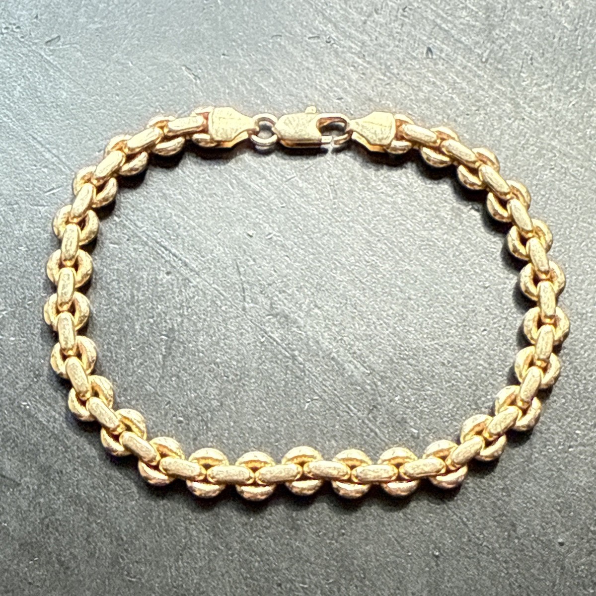 Bracelet Chaîne Tank Maille Gourmette Plaqué Or 18k 750 - Ancien, Occasion, Style Rétro