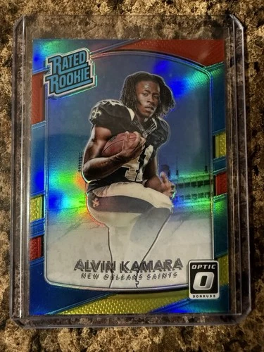 2017 Optic Football Alvin Kamara Rated Rookie Yellow Red Prizm #199 Saints
