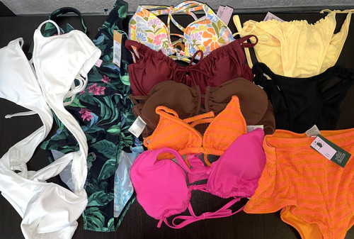Lot of 10 New Women's Swimsuits|Tops|Bottoms|One-Piece|Cover-up|MSRP $200+