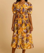 Amazing puff sleeve big collar vintage chiffon dress by Gigi Modelle