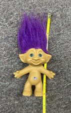 Vintage 5.5 Ace Novelty Troll Doll Treasure Troll Purple Hair Star Gem Pre-owned