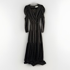 Eliza J Women's Maxi Dress 8 NWOT Black Silver Dot Tie Waist