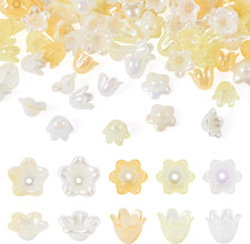 200Pcs Acrylic Flower Beads Caps Transparent Floral Charm Loose Spacer Bead AB C