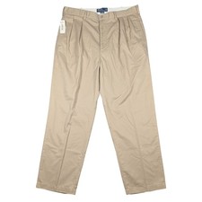 Vintage Polo Ralph Lauren Andrew Pant Mens 38x30 Khaki Pleated Chino Trouser NEW