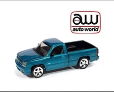 2005 CHEVROLET SILVERADO SS PICKUP TEAL 1/64 CAR BY AUTO WORLD 64502-AWSP190 A