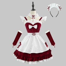 Mens Plus Size Christmas Maid Dress Cosplay Lolita Uniform Coffee Party Velvet