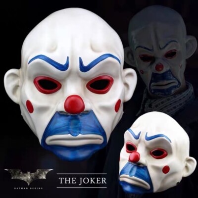 The Dark Knight Batman Joker Clown Cosplay Bank Robber Resin Mask Clownish Props