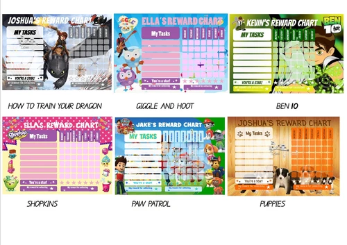 Children's Personalised Reward Chart. Kids behaviour, Chore, Toilet Training NEW - Picture 8 of 12