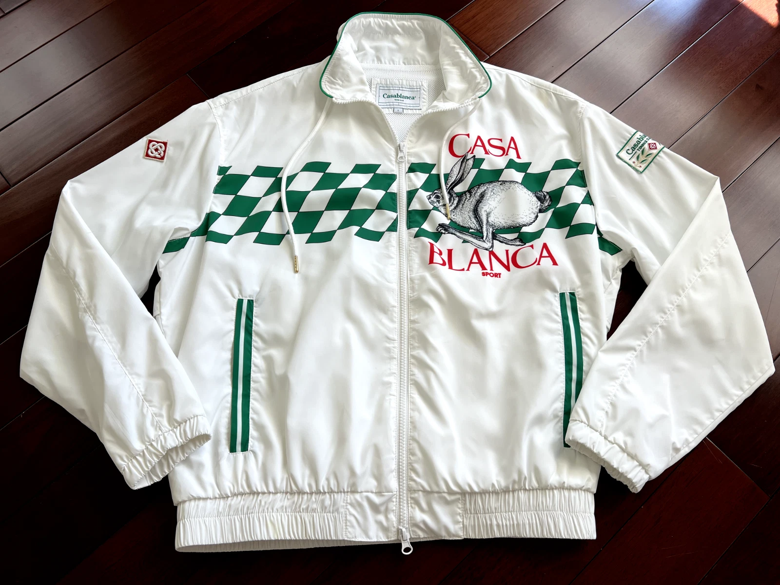 LOGO SPORT CASABLANCA IMPRIMÉ COUPE VENT ZIP BLANC GRAND LAPIN Supreme Kith