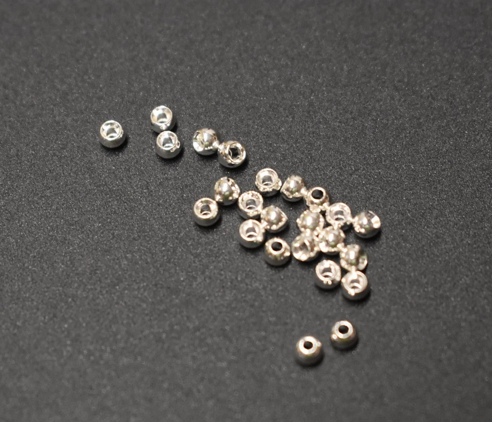 CYCLOPS BRASS BEADS 25 Premium SILVER 2.8mm 7/64" Beads Bead Heads for Fly Tying