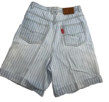 VTG 90s Gloria Vanderbilt Striped Jeans Denim Shorts Sz 12 Blue White
