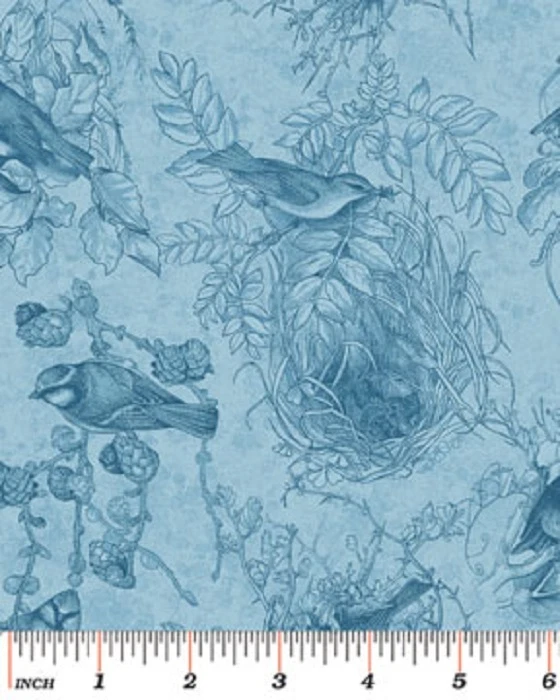 Fat Quarter Birds of Feather Blue Quilting Fabric - Benartex