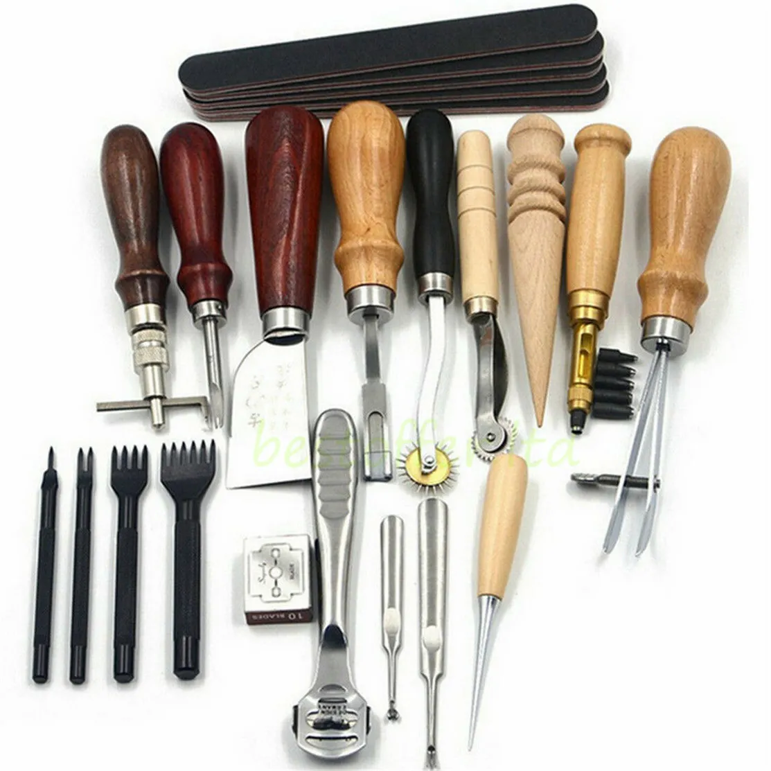 Leather Working Tools Kit, Leathercraft Kit Include Leather Tool Holder,  Leather Rivets and Snaps Set, Leather Stamping Tools, Leather Crafting  Tools