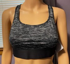 Victoria's Secret Sport The Player Racerback Sports Bra Black Marl - SIZE M NWT