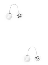 NEW GUESS POLISHED SILVER TONE,FIREBALLS,CRYSTALS,FRONT BACK EARRINGS