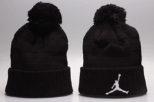 Jordan Jump Embroidery Beanie Adult Unisex Knit Hat Winter Keep Warm Cap Black