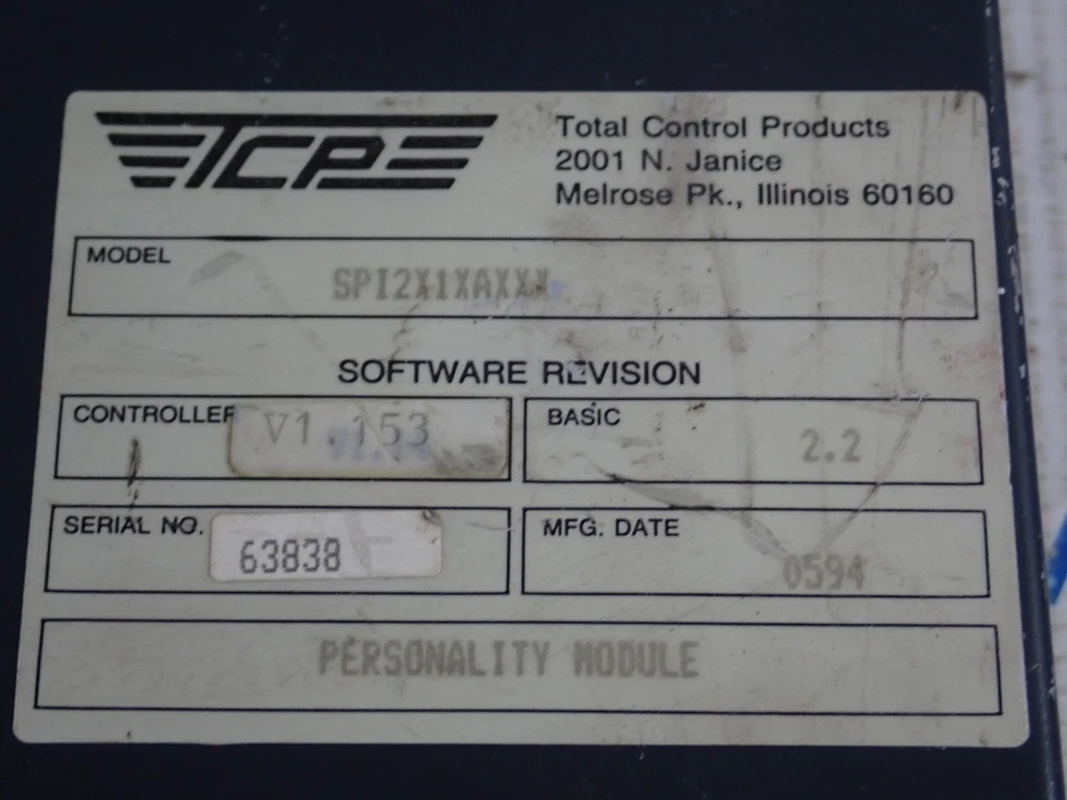 TCP TOTAL CONTROL PRODUCTS SPI2X1XAXXX PERSONALITY MODULE - Image 2 of 4