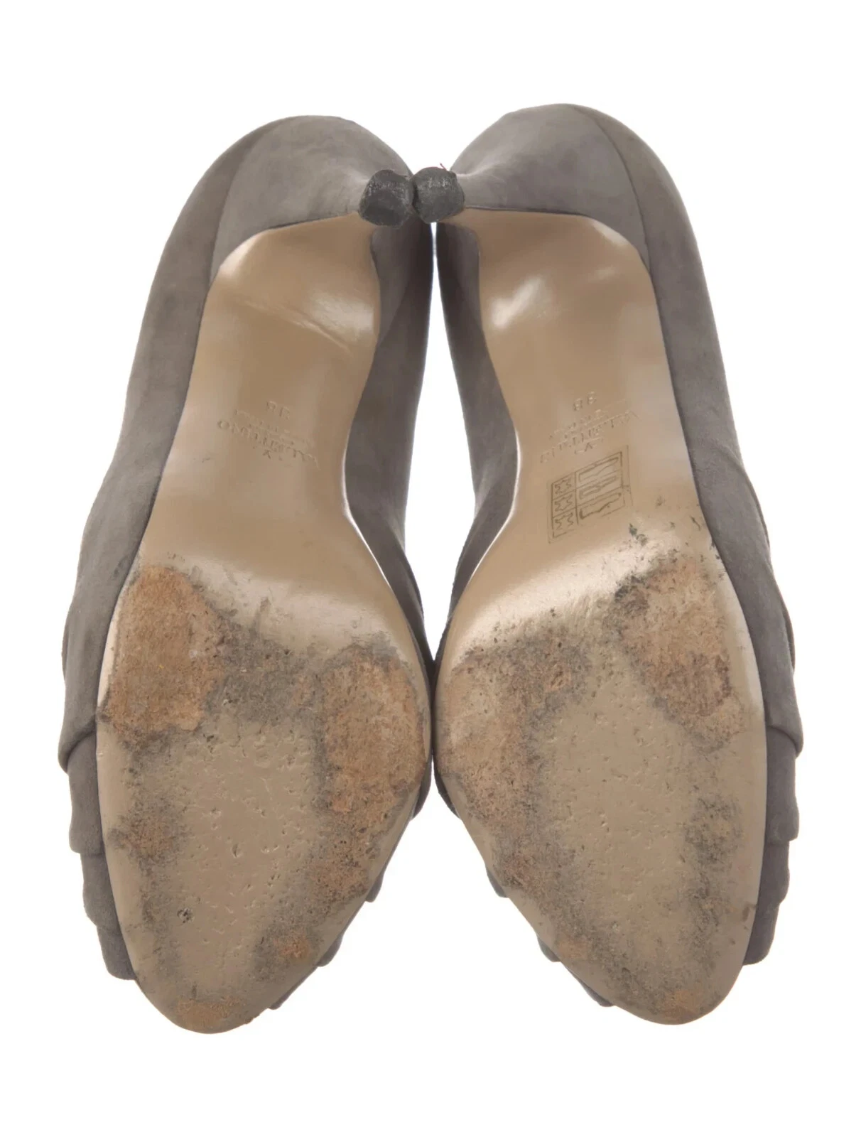 Valentino decolte donna 8 grigio scamosciato fiocco accenti punta aperta tacco a spillo slip on