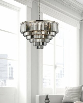 Chandelier 33 Light Fixture Large Crystal Polished Nickel Foyer Dining Room 44''