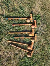 Vtg. 50s/60s Croquet Set with 6 wooden balls, 6 wooden 25