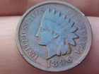 1896 Indian Head Cent Penny- Fine/VF Details, Toned