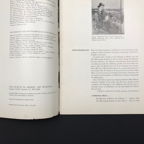 Vintage 1956 MOMA Julio Gonzalez Art Catalog Paperback Book - Picture 2 of 4