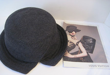 Louis Vuitton Vintage Gray Designer Wool? Hat LV Front Logo Size S ?