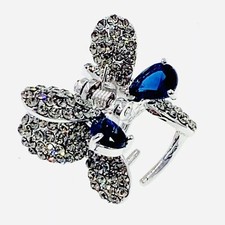 Butterfly Hair Claw Jaw Clip use Swarovski Crystal Hairpin Elegant Blue Gray S96