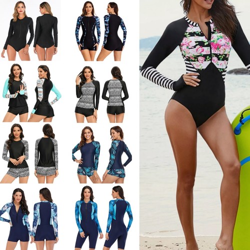 Women's UV Protection Rash Guard Long Sleeve 1-Piece Swimsuit Surfing Wetsuit - Picture 2 of 100