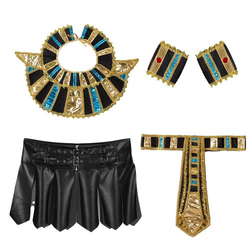 Men's King Pharaoh of Egypt Costumes Roman Warrior Cosplay Fancy Dress Outfits - Picture 16 of 27